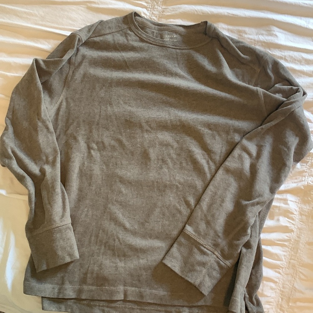 Cotton pique’-stitch crewneck sweater, medium mens, heather moss, 100% cotton.